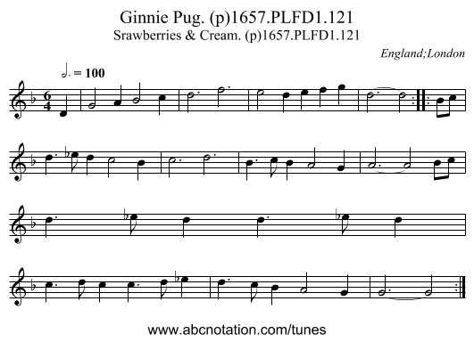 Ginnie Pug. (p)1657.PLFD1.121 - staff notation