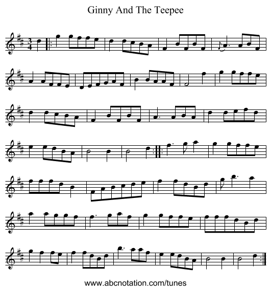 Ginny And The Teepee - staff notation