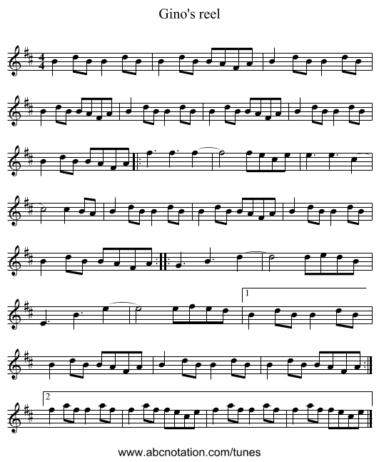 Gino's reel - staff notation