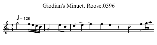 Giodian's Minuet. Roose.0596 - staff notation
