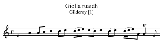Giolla ruaidh - staff notation