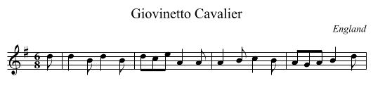 Giovinetto Cavalier - staff notation