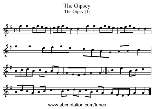 Gipsey, The - staff notation