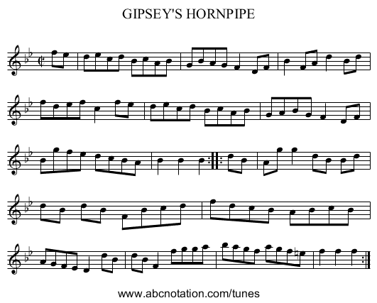 GIPSEY'S HORNPIPE - staff notation