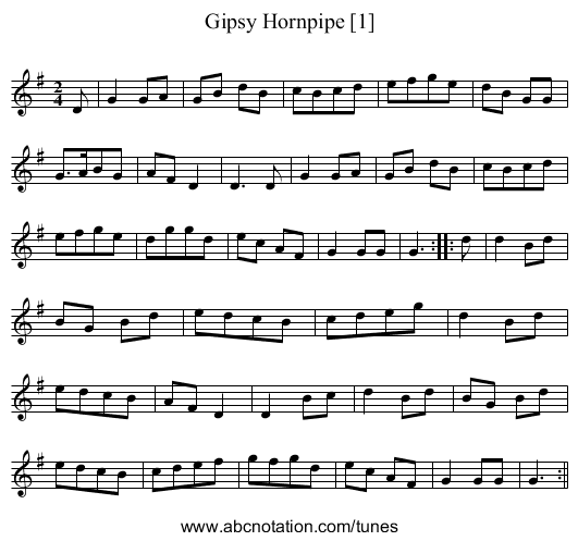 Gipsy Hornpipe [1] - staff notation