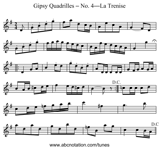 Gipsy Quadrilles – No. 4—La Trenise - staff notation