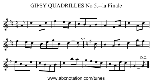 GIPSY QUADRILLES No 5.--la Finale - staff notation