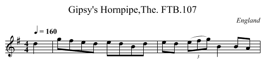 Gipsy's Hornpipe,The. FTB.107 - staff notation