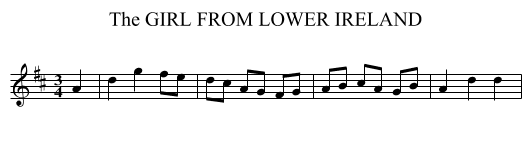 GIRL FROM LOWER IRELAND, The - staff notation