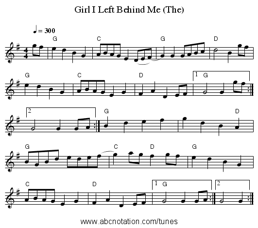 Girl I Left Behind Me (The) - staff notation