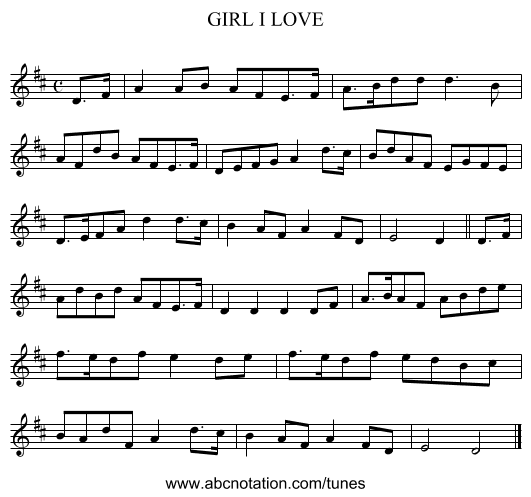 GIRL I LOVE - staff notation