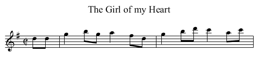 Girl of my Heart, The - staff notation