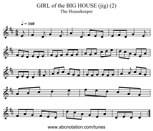 GIRL of the BIG HOUSE (jig) (2) - staff notation