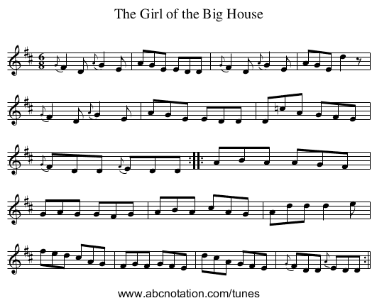 Girl of the Big House, The - staff notation