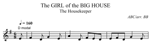 GIRL of the BIG HOUSE, The - staff notation