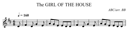 GIRL OF THE HOUSE, The - staff notation