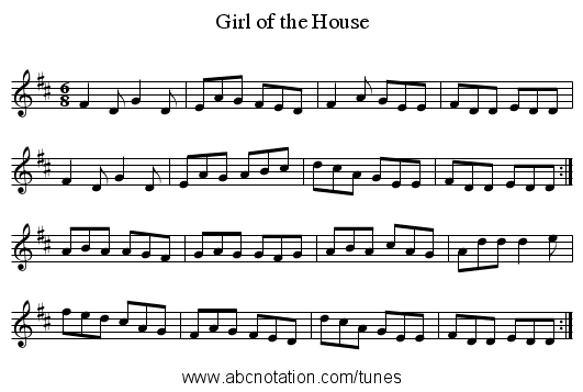 Girl of the House - staff notation