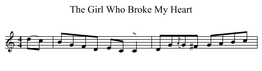 Girl Who Broke My Heart, The  - staff notation
