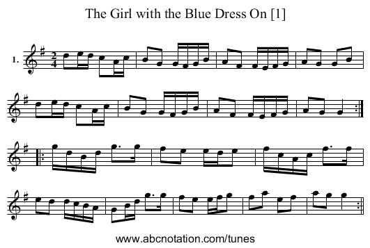 Girl with the Blue Dress On [1], The - staff notation