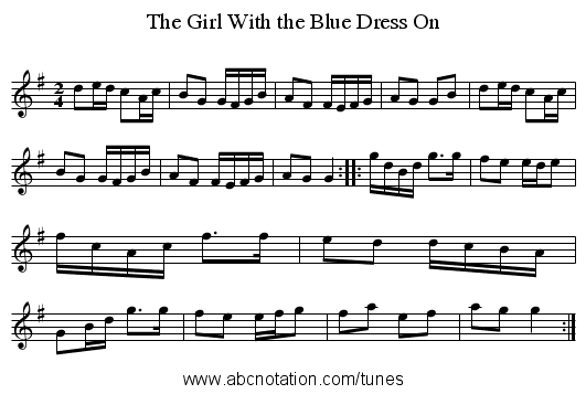 Girl With the Blue Dress On, The - staff notation