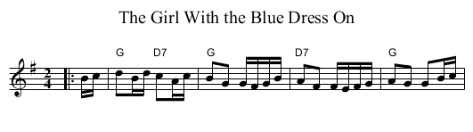 Girl With the Blue Dress On, The - staff notation