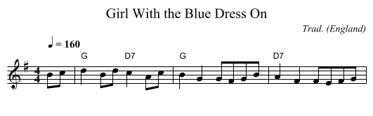 Girl With the Blue Dress On - staff notation