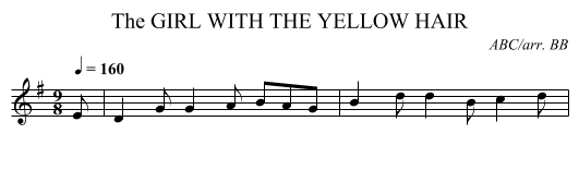 GIRL WITH THE YELLOW HAIR, The - staff notation