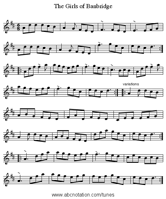Girls of Banbridge, The - staff notation
