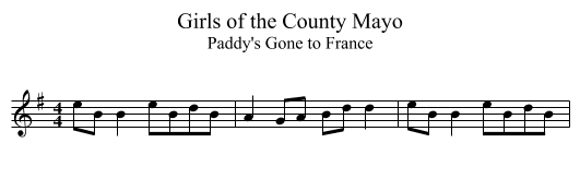 Girls of the County Mayo - staff notation