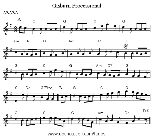 Gisburn Processional - staff notation