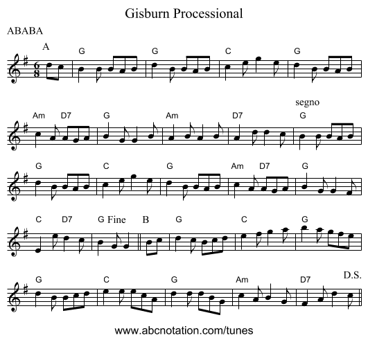 Gisburn Processional - staff notation