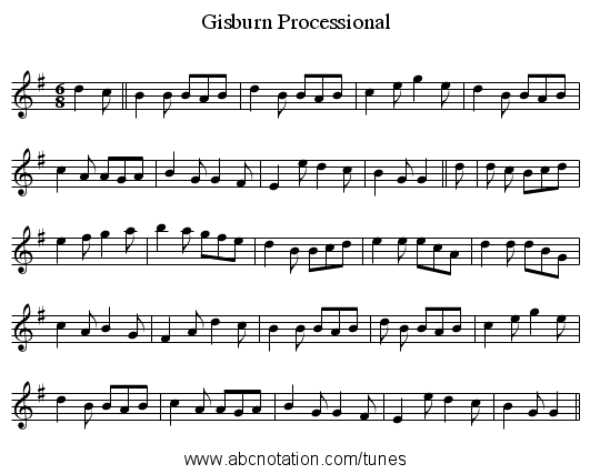 Gisburn Processional - staff notation