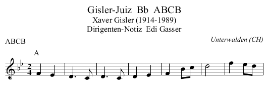 Gisler-Juiz  Bb  ABCB - staff notation