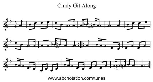 Git Along, Cindy - staff notation