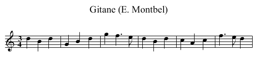 Gitane (E. Montbel) - staff notation
