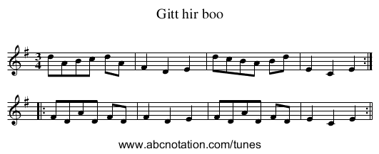 Gitt hir boo - staff notation