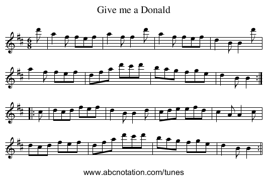 Give me a Donald - staff notation