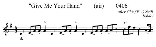 Give Me Your Hand        (air)        0406 - staff notation