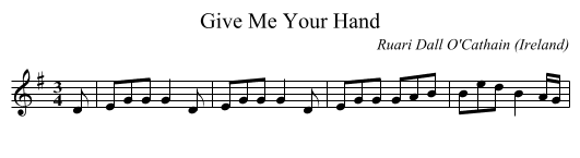 Give Me Your Hand - staff notation