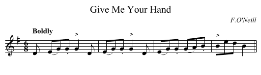Give Me Your Hand - staff notation