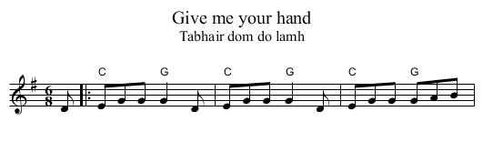 Give me your hand - staff notation