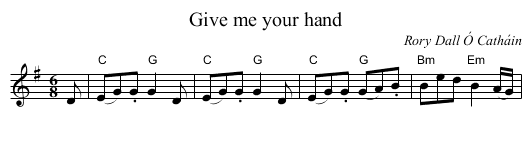 Give me your hand - staff notation