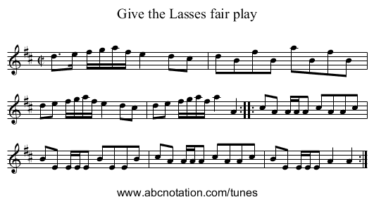 Give the Lasses fair play - staff notation