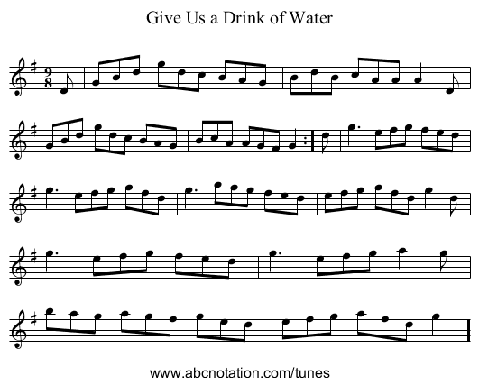 Give Us a Drink of Water - staff notation
