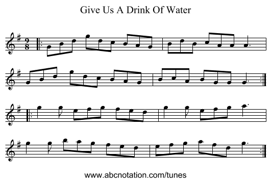 Give Us A Drink Of Water - staff notation