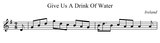 Give Us A Drink Of Water - staff notation