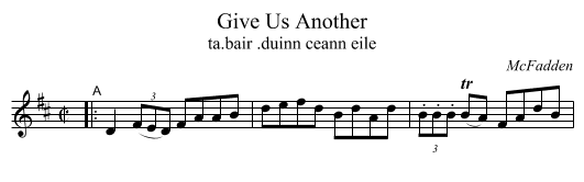 Give Us Another - staff notation