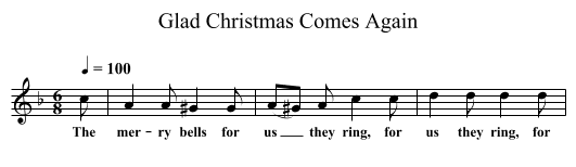 Glad Christmas Comes Again - staff notation