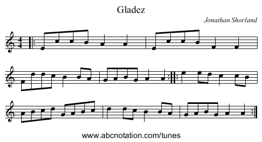Gladez - staff notation