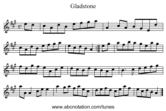 Gladstone - staff notation